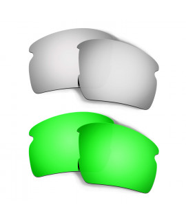 Hkuco Mens Replacement Lenses For Oakley Flak 2.0 XL Titanium/Emerald Green  Sunglasses